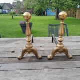 Paire de chenets anciens laiton