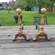 Pair of old brass chenets