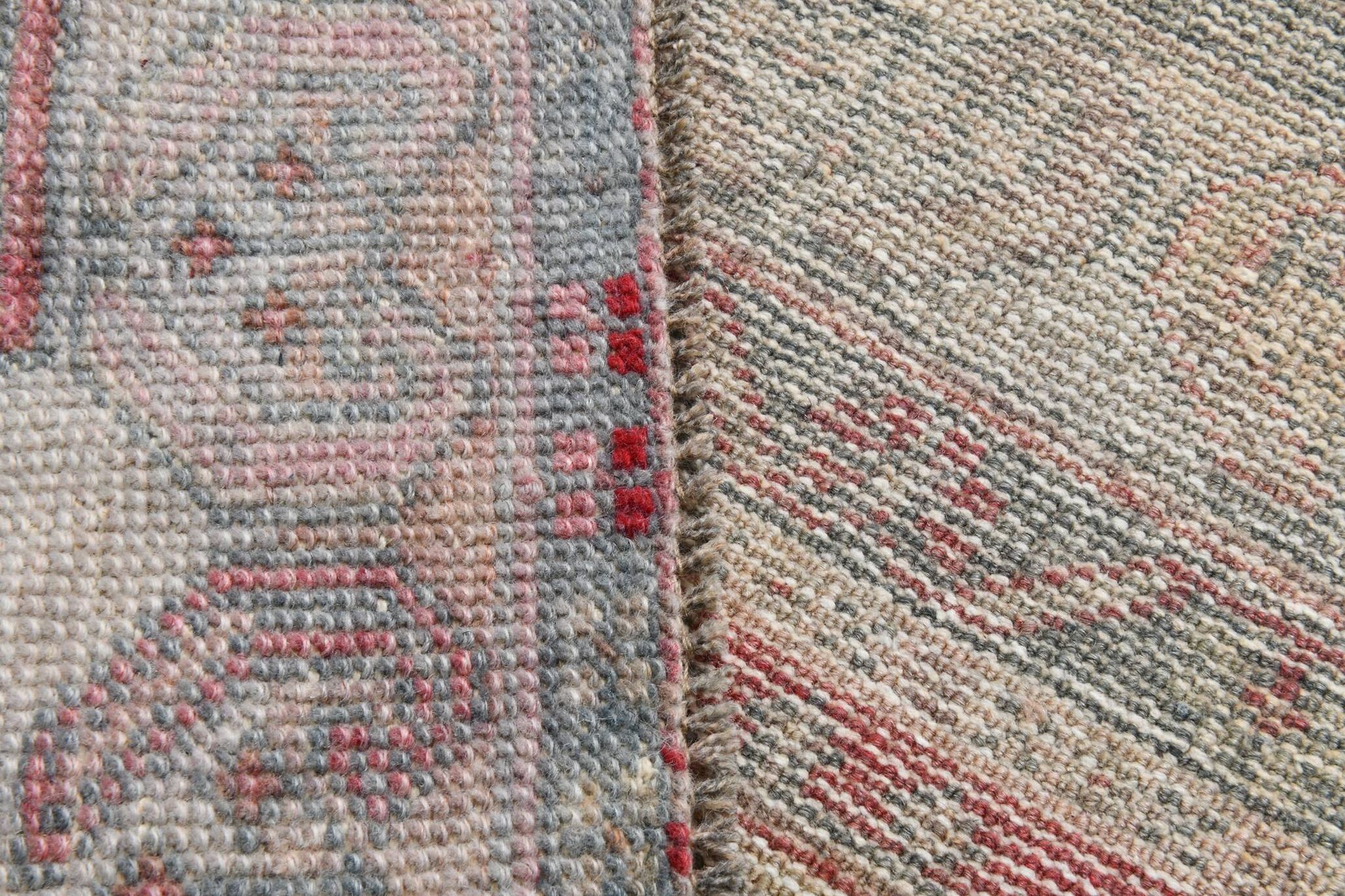 4x8 Soft Pink Geometric Handmade Vintage Rug, 128x242Cm