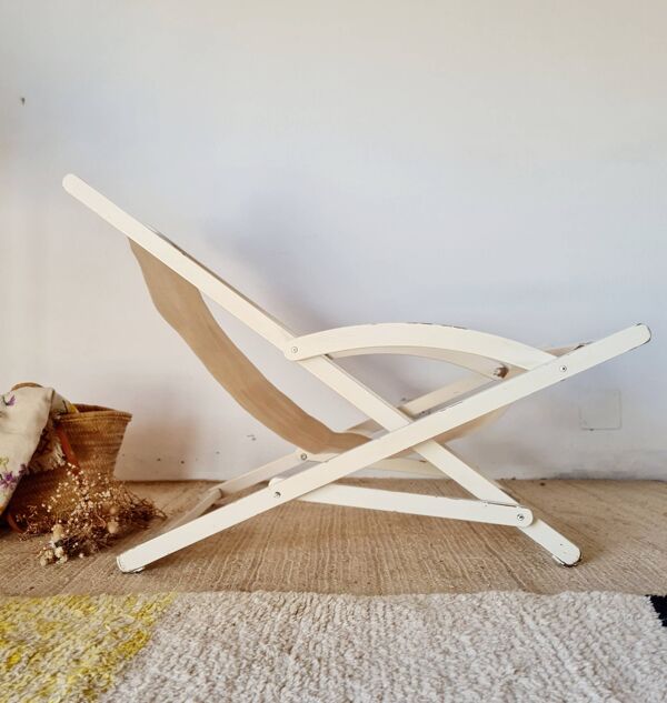 Transat ancien bois blanc Triconfort