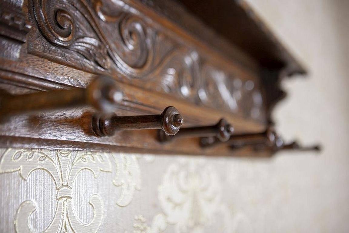 Early 20th Century Oak Coat Rack in Dark Brown, 1950s