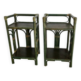 Pair of rattan bedside tables