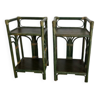 Pair of rattan bedside tables