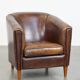 Sheep leather club chair finished with black piping