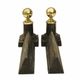 Pair of cast iron channels and brass ball 19th antique fireplace accessory