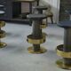 Set of 6 steel and brass stools, 1980s