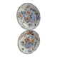2 flat plates in Gien earthenware model rooster and peonies year 1940