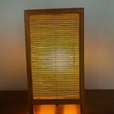 Vintage wooden and wicker lamp