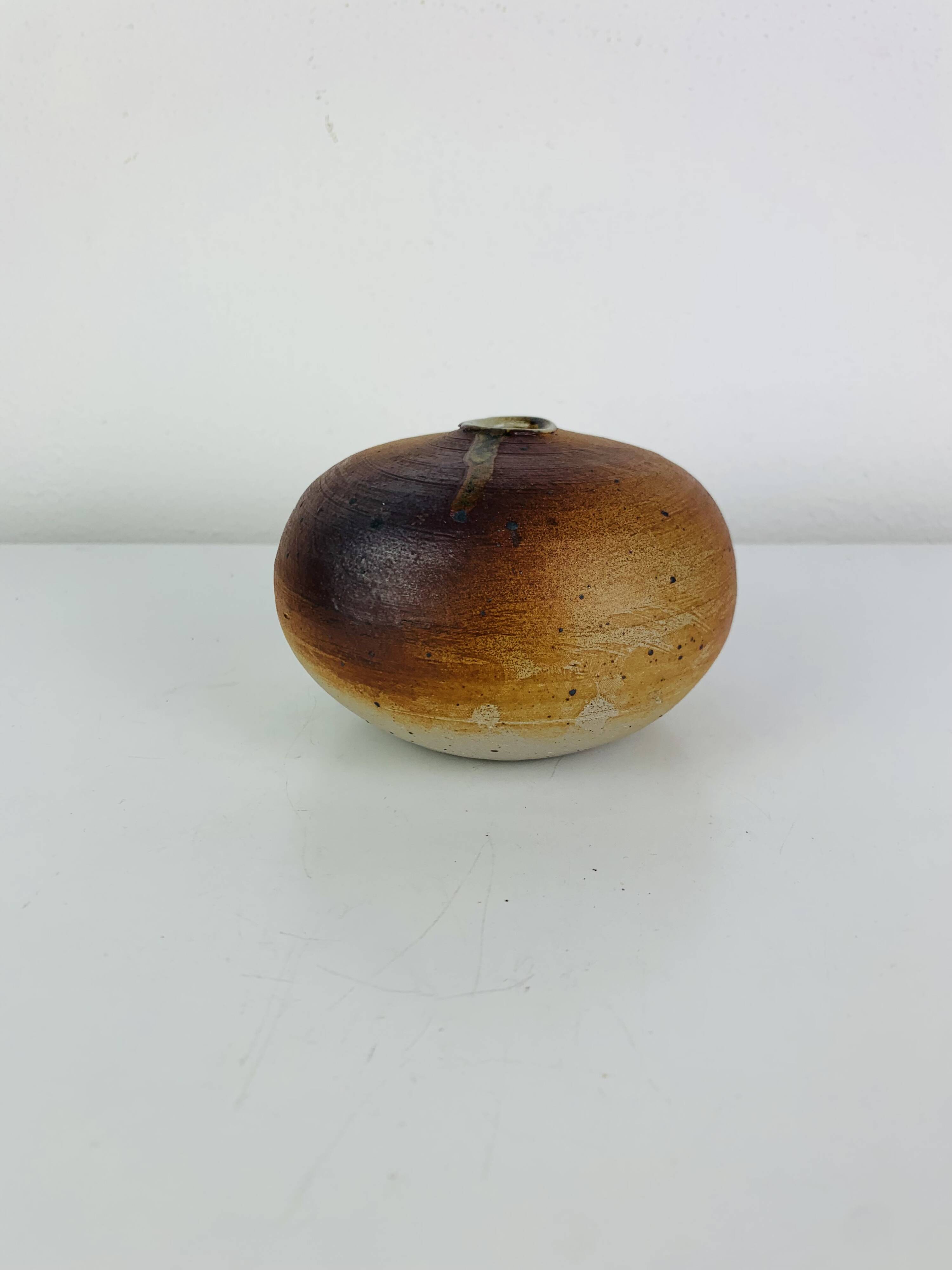 Vintage stoneware round vase