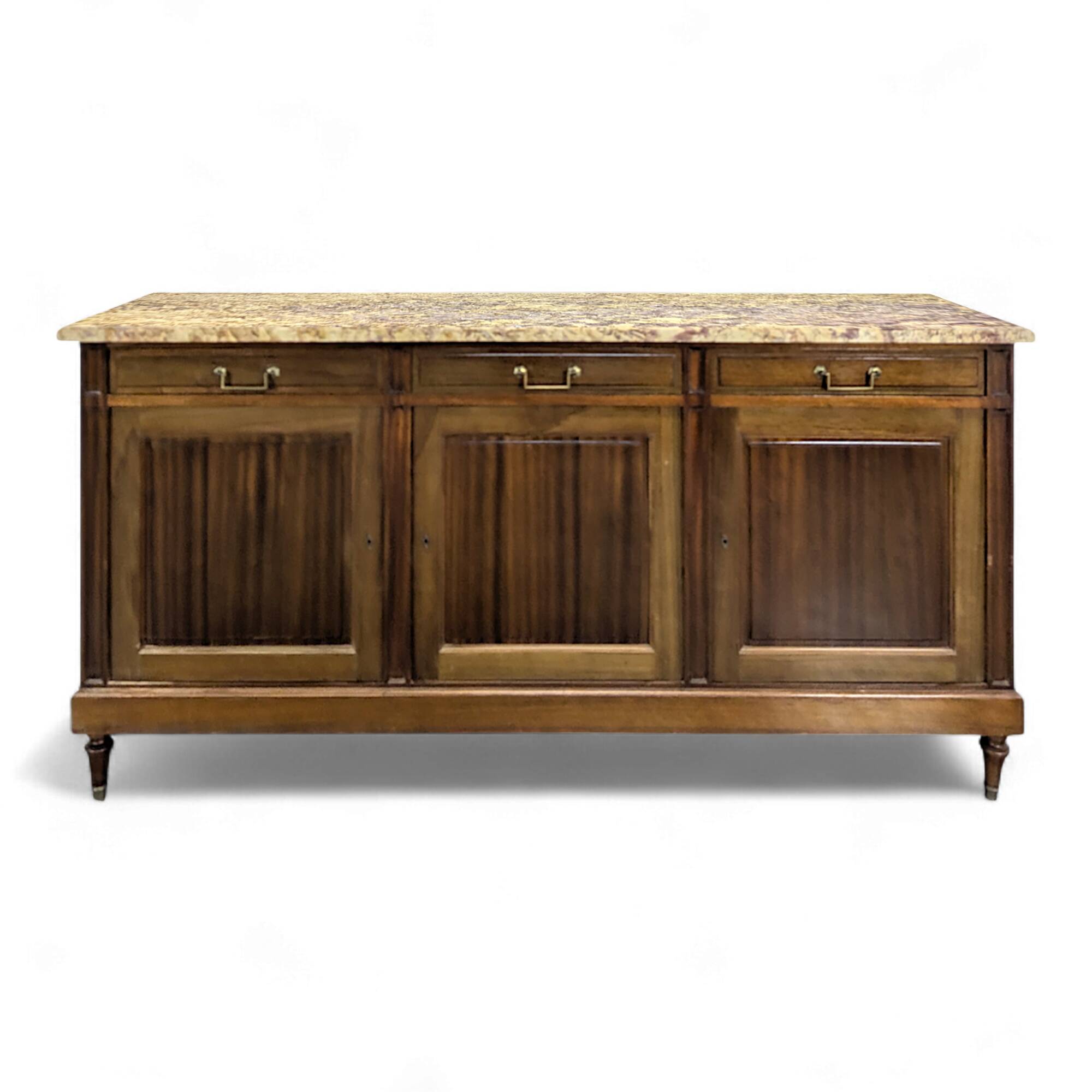 Mahogany and breccia marble sideboard