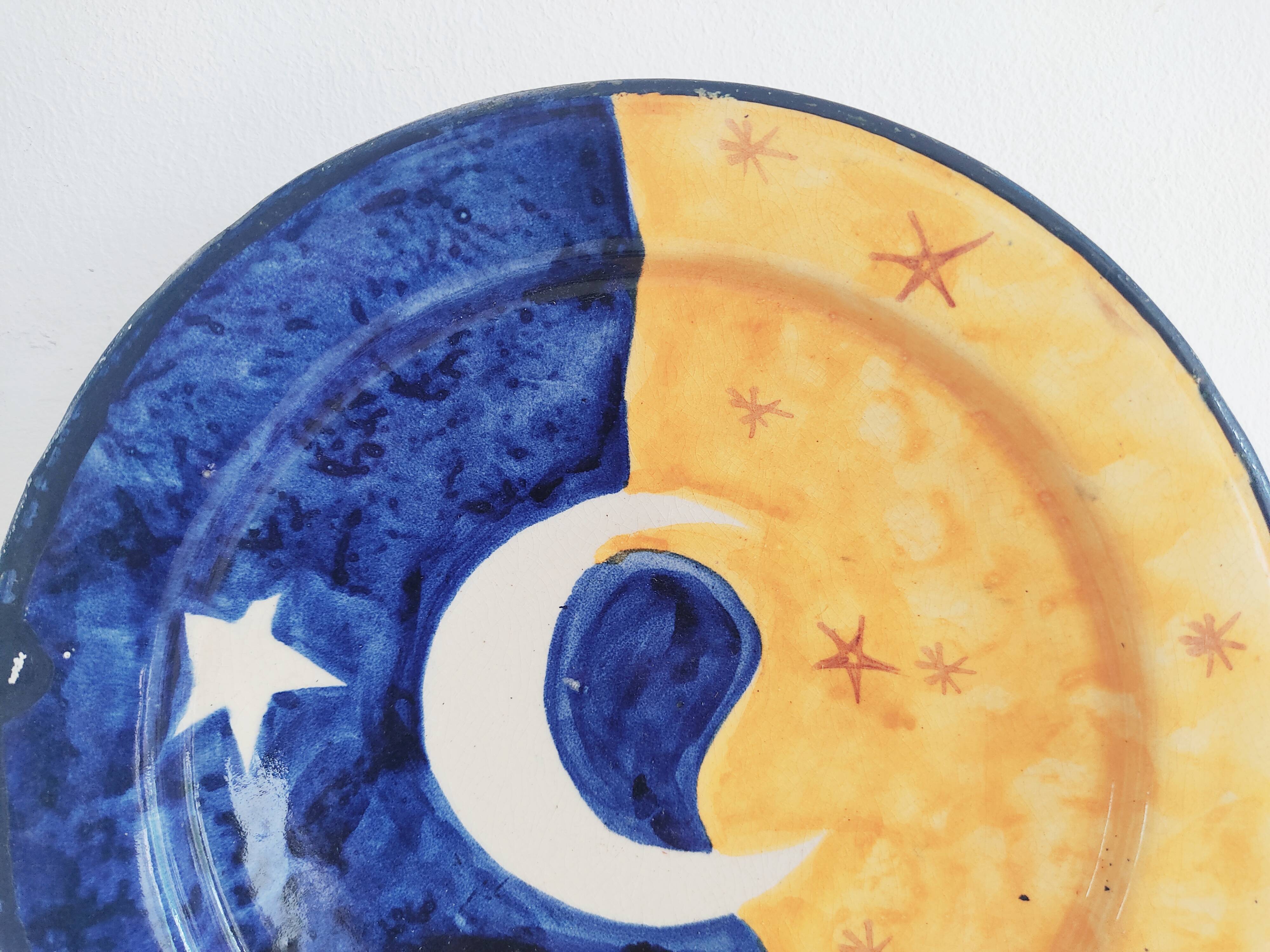 Decorative plate ceramic moon