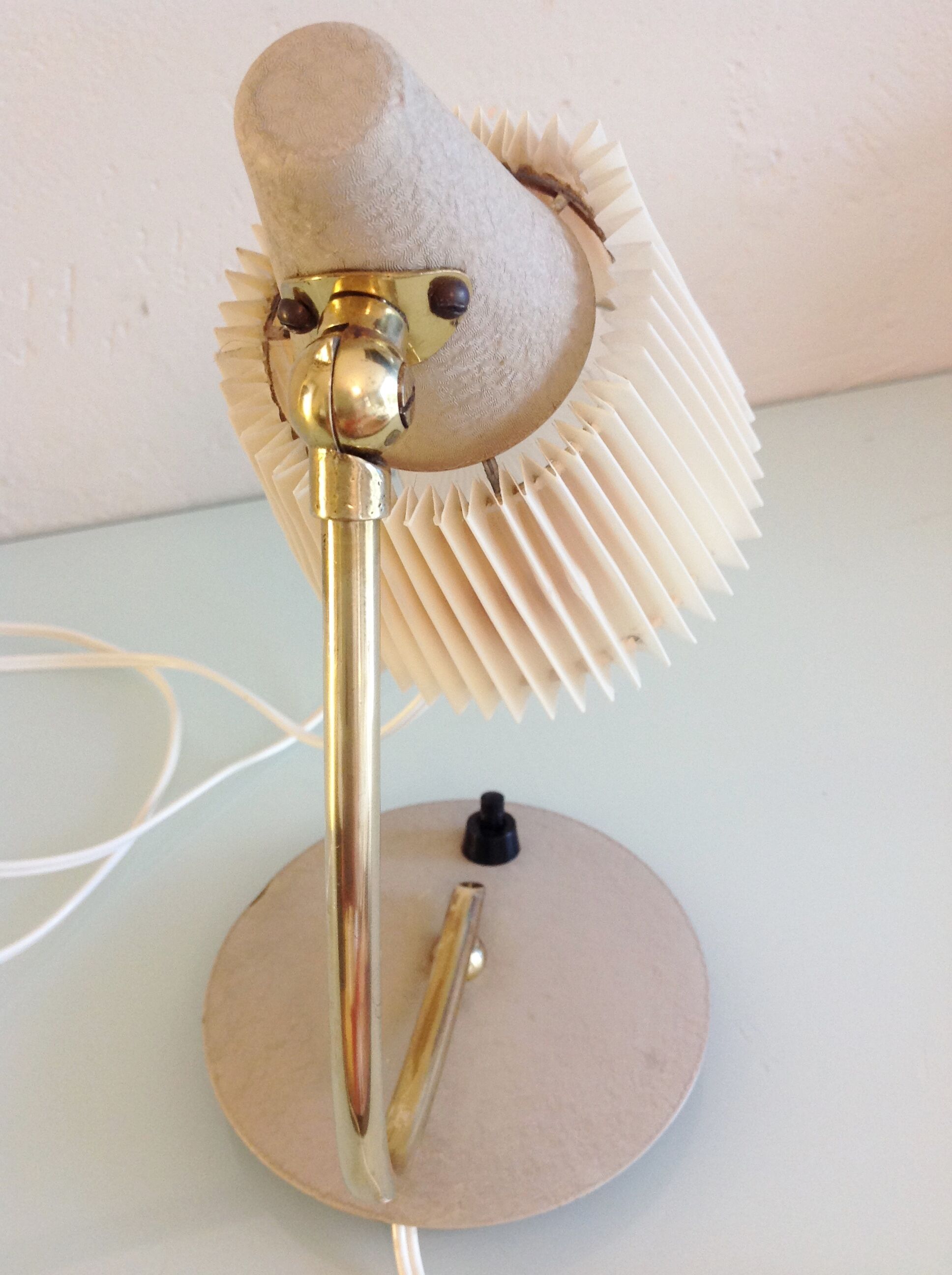 Bedside lamp with pleated day blinds, vintage 60