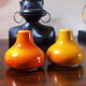 Salt and pepper in orange ceramic, 60s