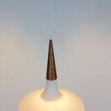 Philips Wood and opal glass hanging lamp by Louis Kalff, 1950s