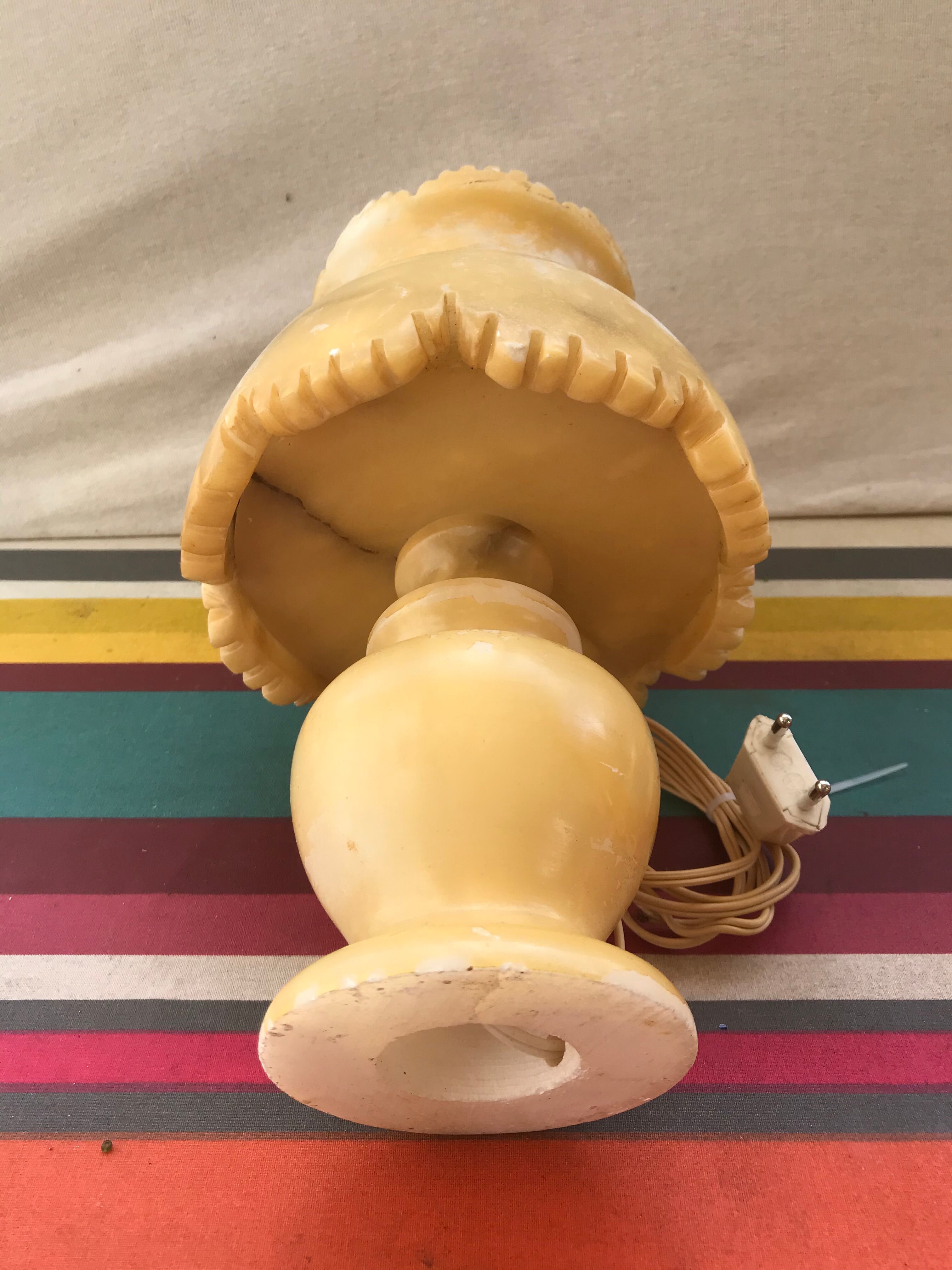 Pair of Ancient Lamp Alabaster Vintage Luminaire