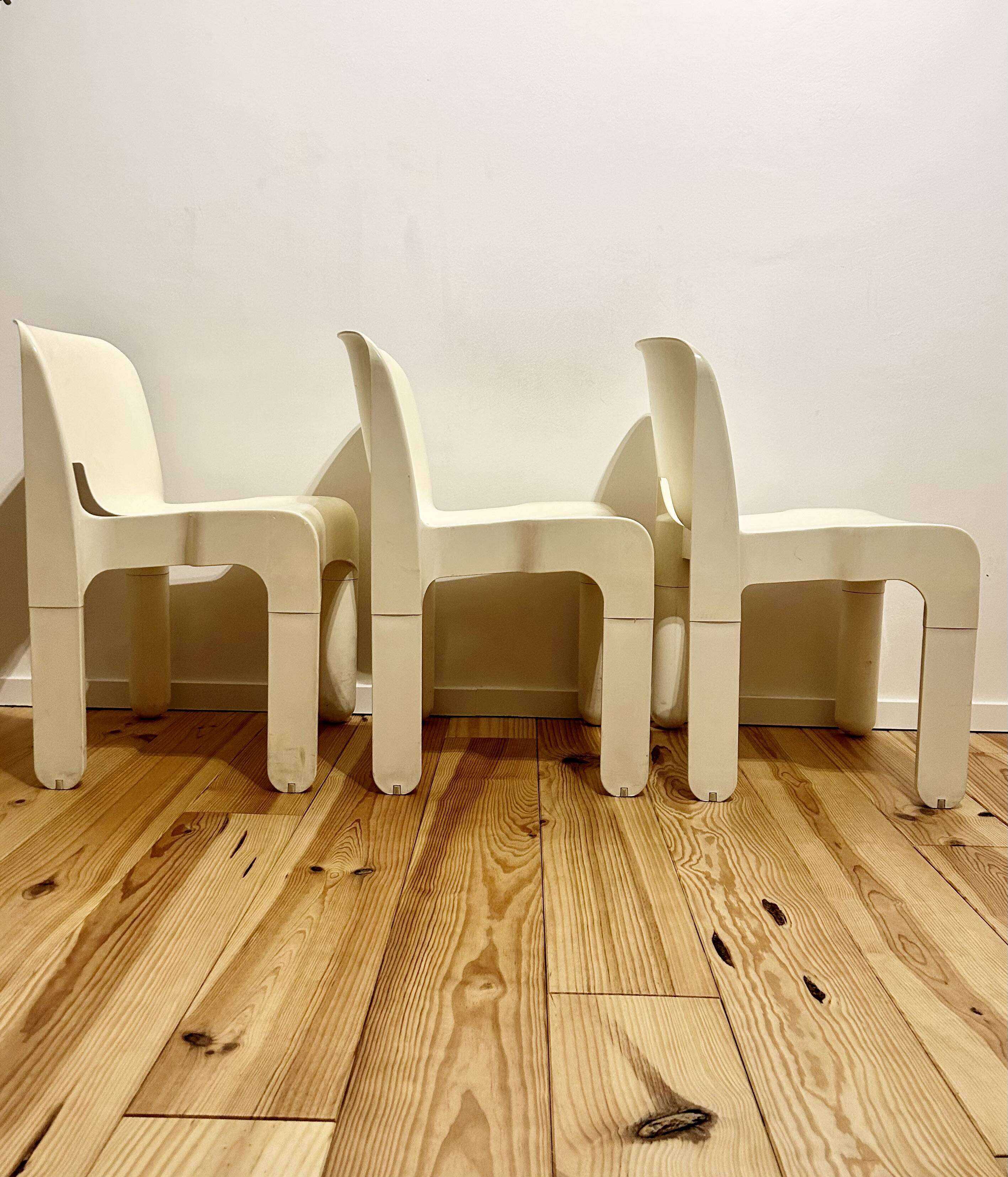 Set of 3 Chairs by Joe Colombo for Kartell, 1970