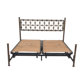 Double bed in burnished brass