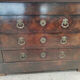 Chest of drawers in wood and gray marble with 4 drawers nineteenth century