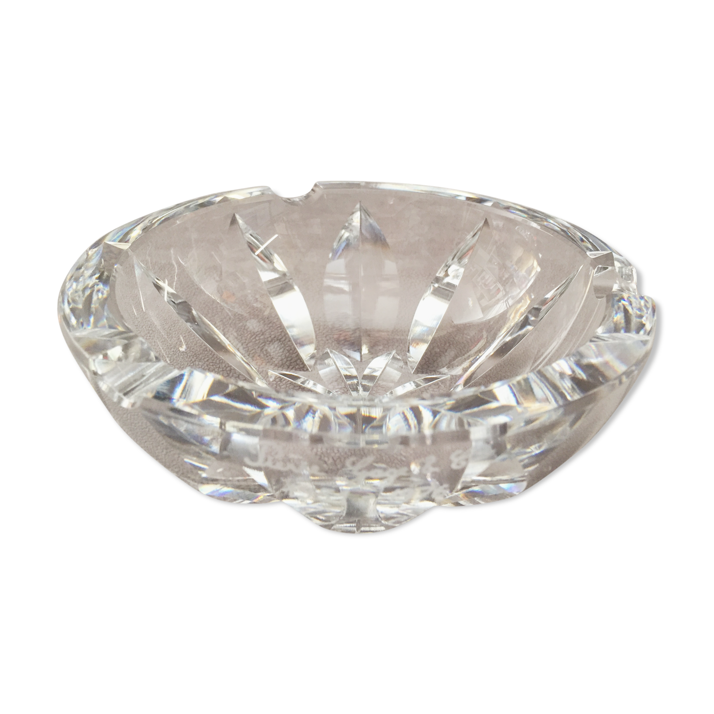 Vintage ashtray in solid crystal signed pierre gage 1951-1976 design art