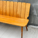 Brutalist corner bench in oak – European design, 1960s/70s