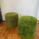 Lot 2 green fur poufs from the 70s