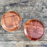Set of woven wooden tableware