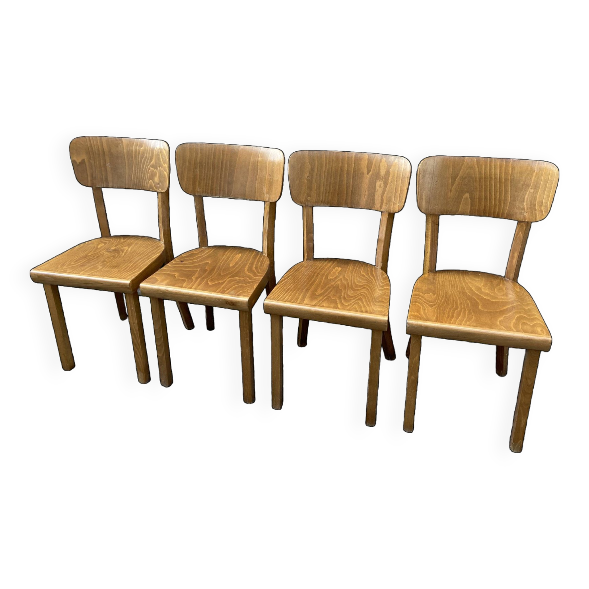 4 bistro chairs Curved wood Restaurant Paris bistro baumann 1970