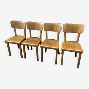4 bistro chairs Curved wood Restaurant Paris bistro baumann 1970