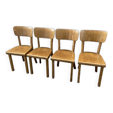 4 chaises bistrot Bois courbé Restaurant Paris bistrot baumann 1970