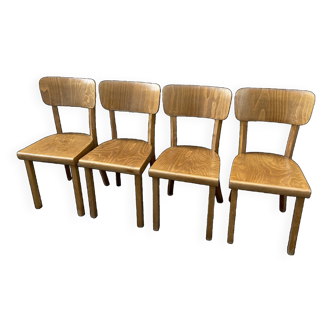 4 bistro chairs Curved wood Restaurant Paris bistro baumann 1970