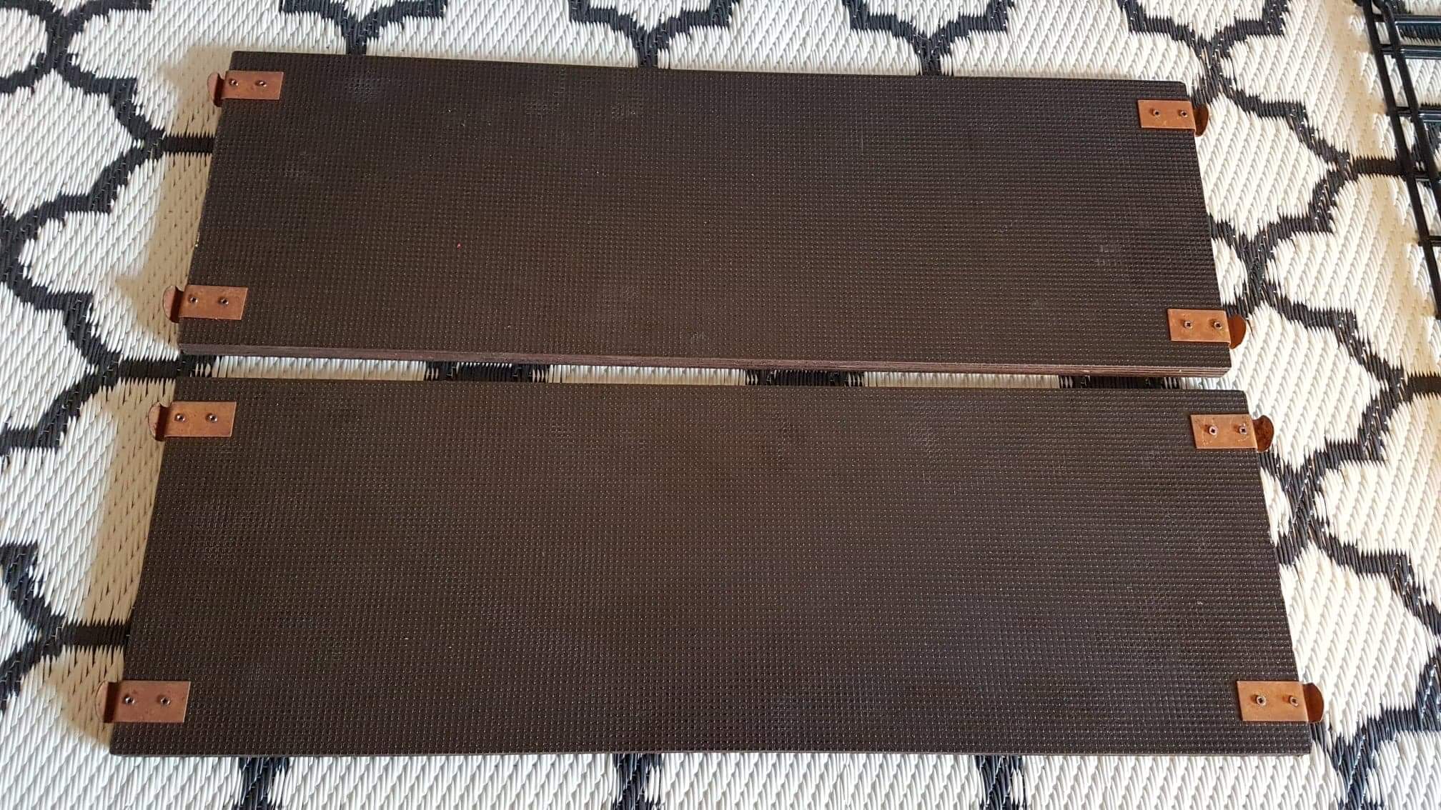 Wall shelf 2 planks tomado dark wood and black metal structure