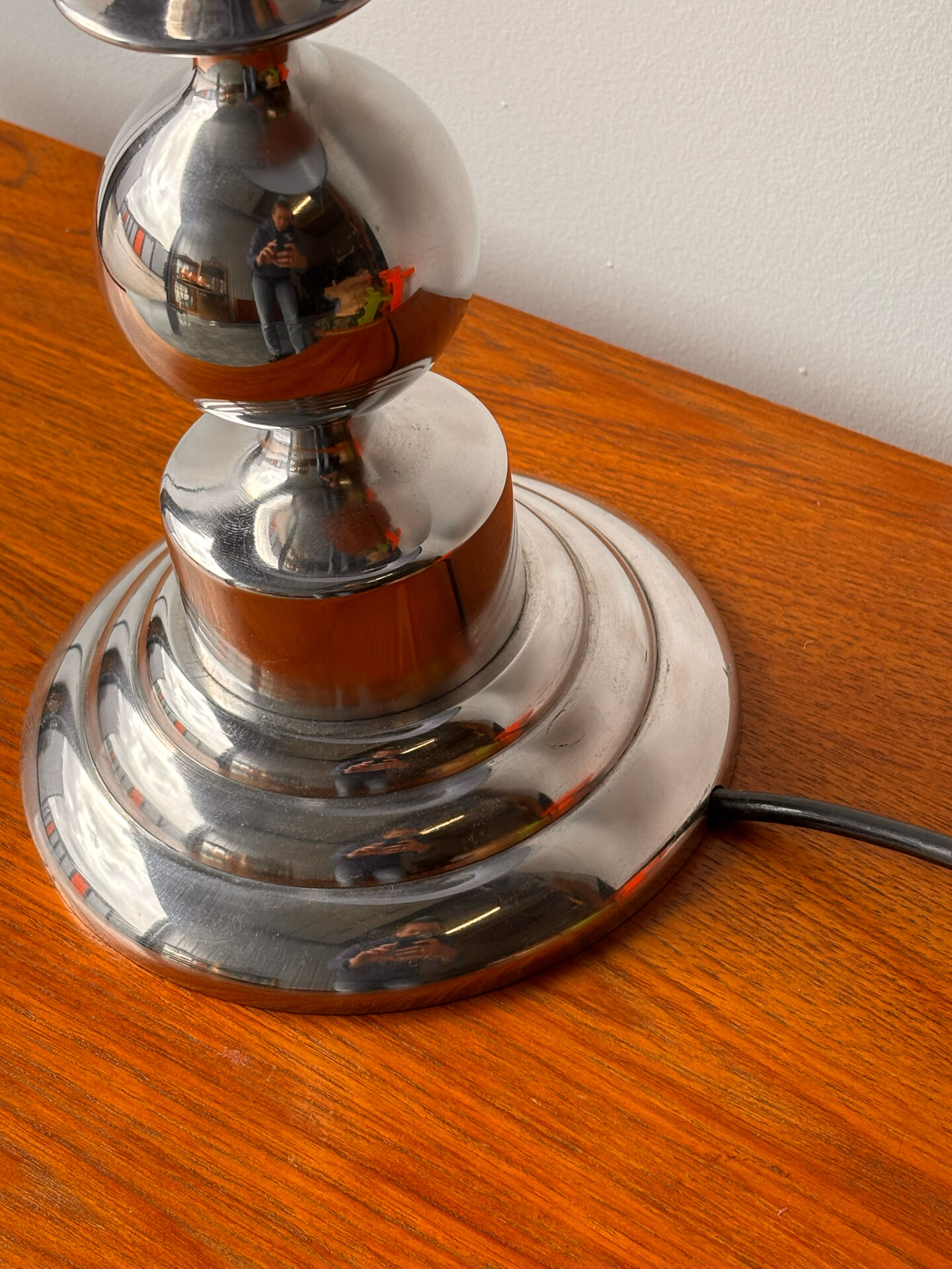 Mid-century Scandinavian sculptural lamp chrome 1970