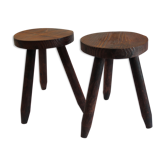 Paire de tabourets tripodes circa 70