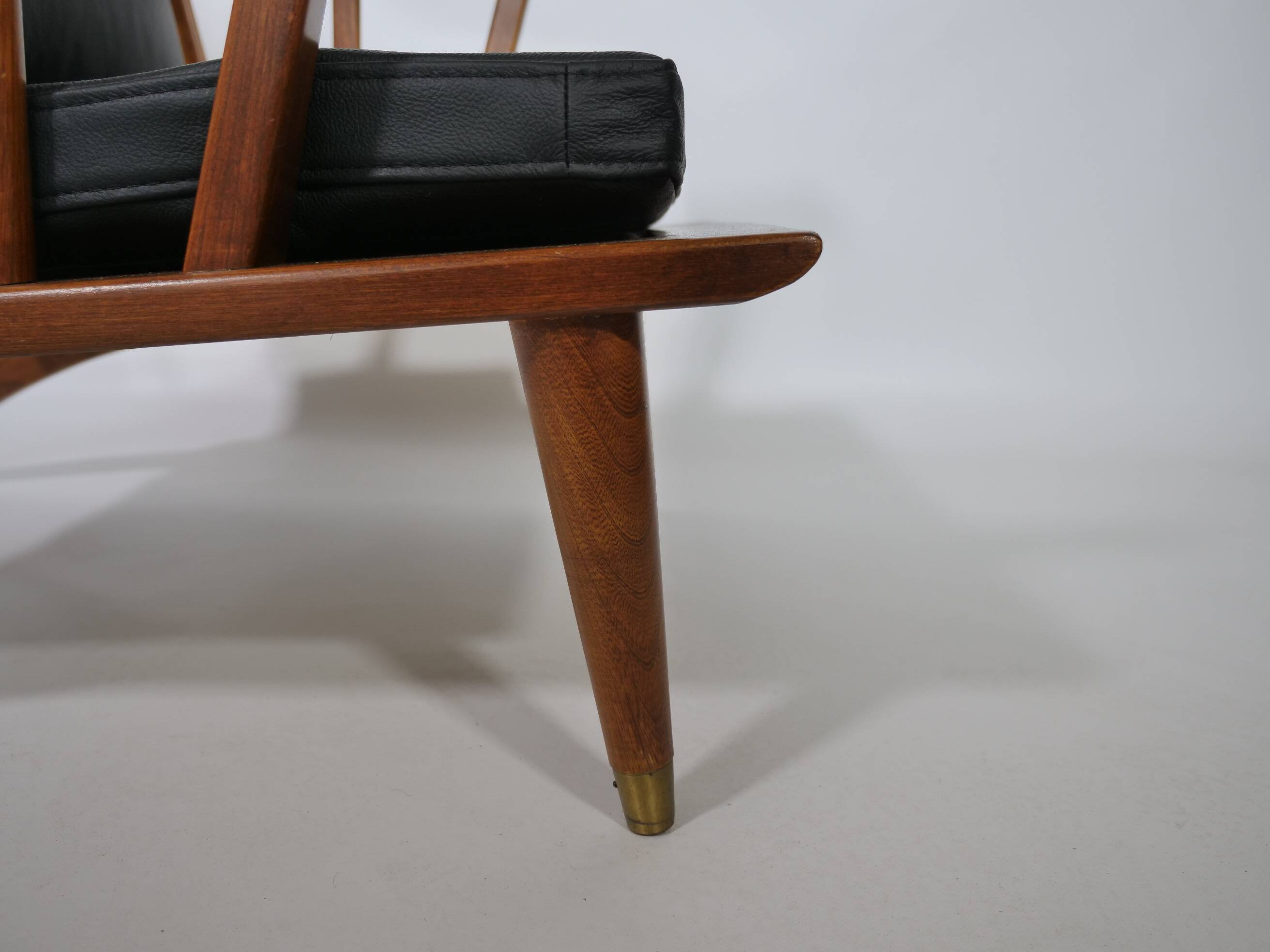 Leather Lounge Armchair Set – Teak, 1960s Mid-Century Vintage