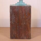 old Art Deco wall display case in original blue teak Burmese patina