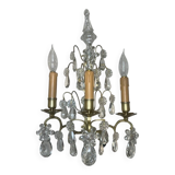 Applique XIXe siècle, bronze et pampilles en cristal