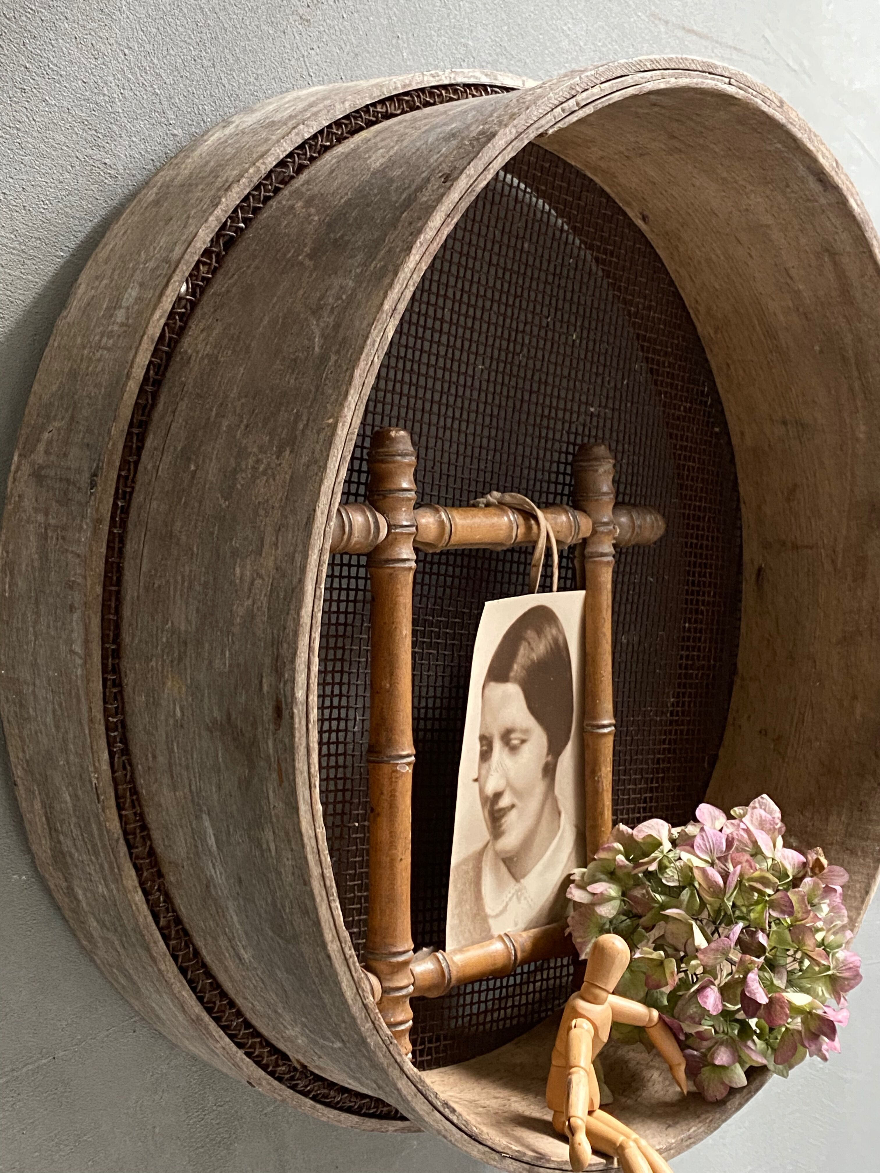 Old large wooden sieve