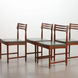Bovenkamp Vintage Design Teak Wooden Dining Chairs with Leather Upholstery