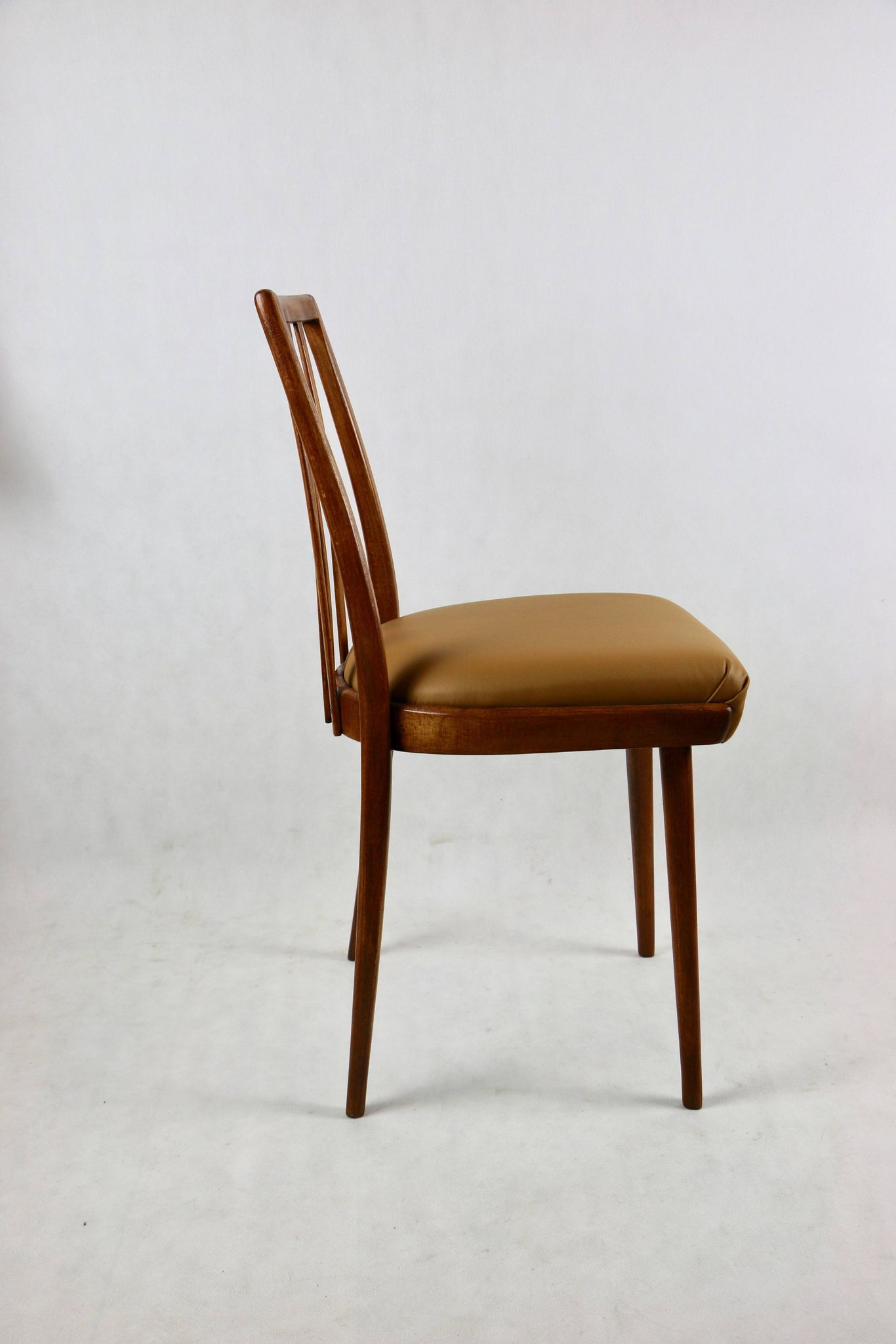 Camel Brown Natural Leather Dining Chair, 1970s
