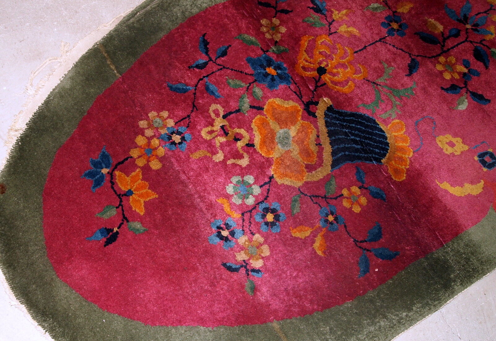 Former carpet oval chinese 89x 150cm, 1920