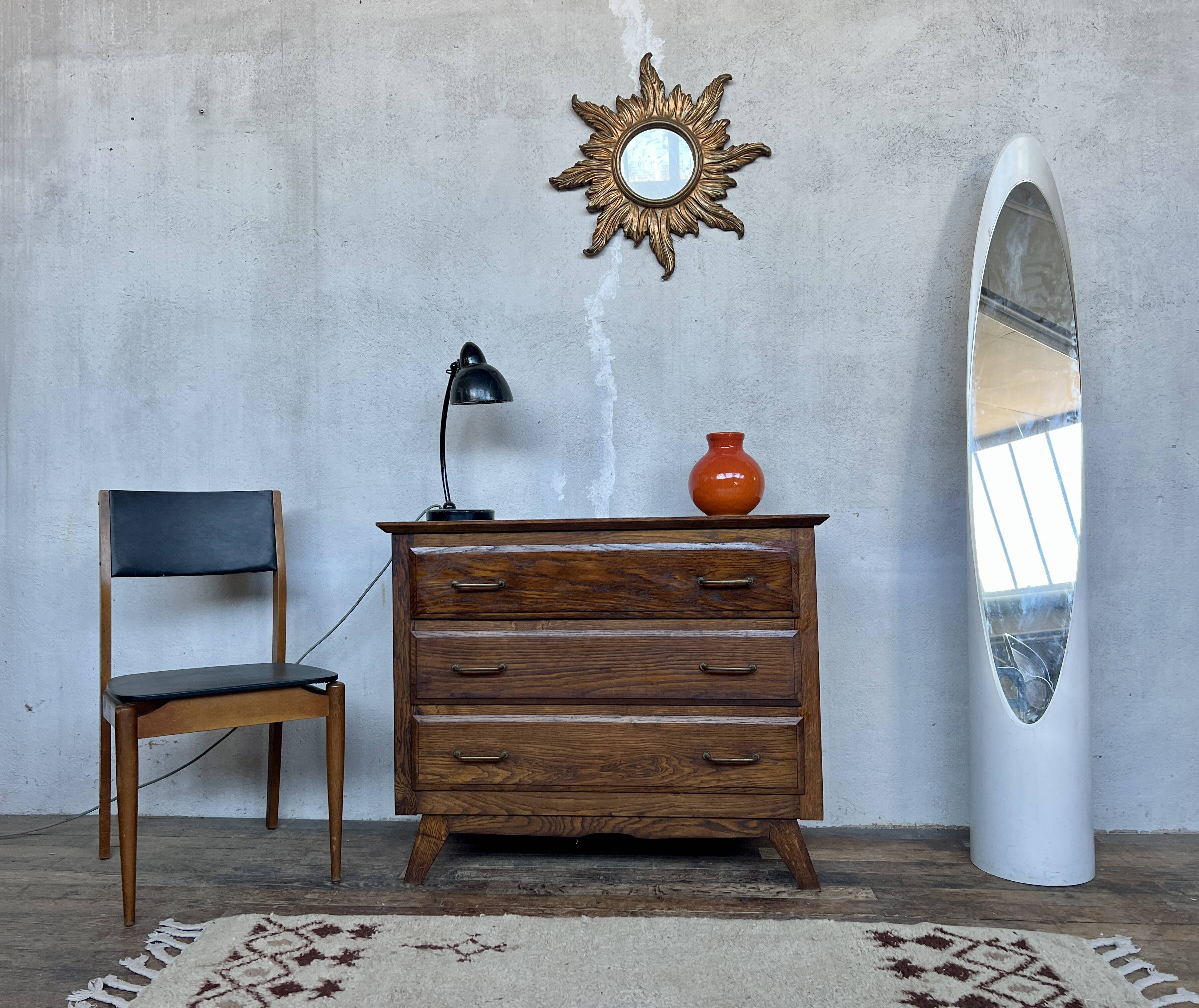 Vintage Scandinavian oak chest of drawers 1960