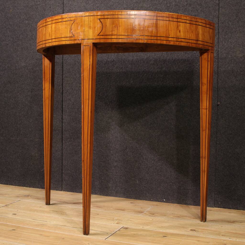 Console demi-lune de style Louis XVI italien du XXe siècle
