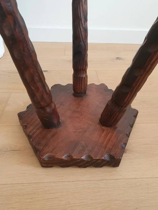 Vintage brutalist tripod stool