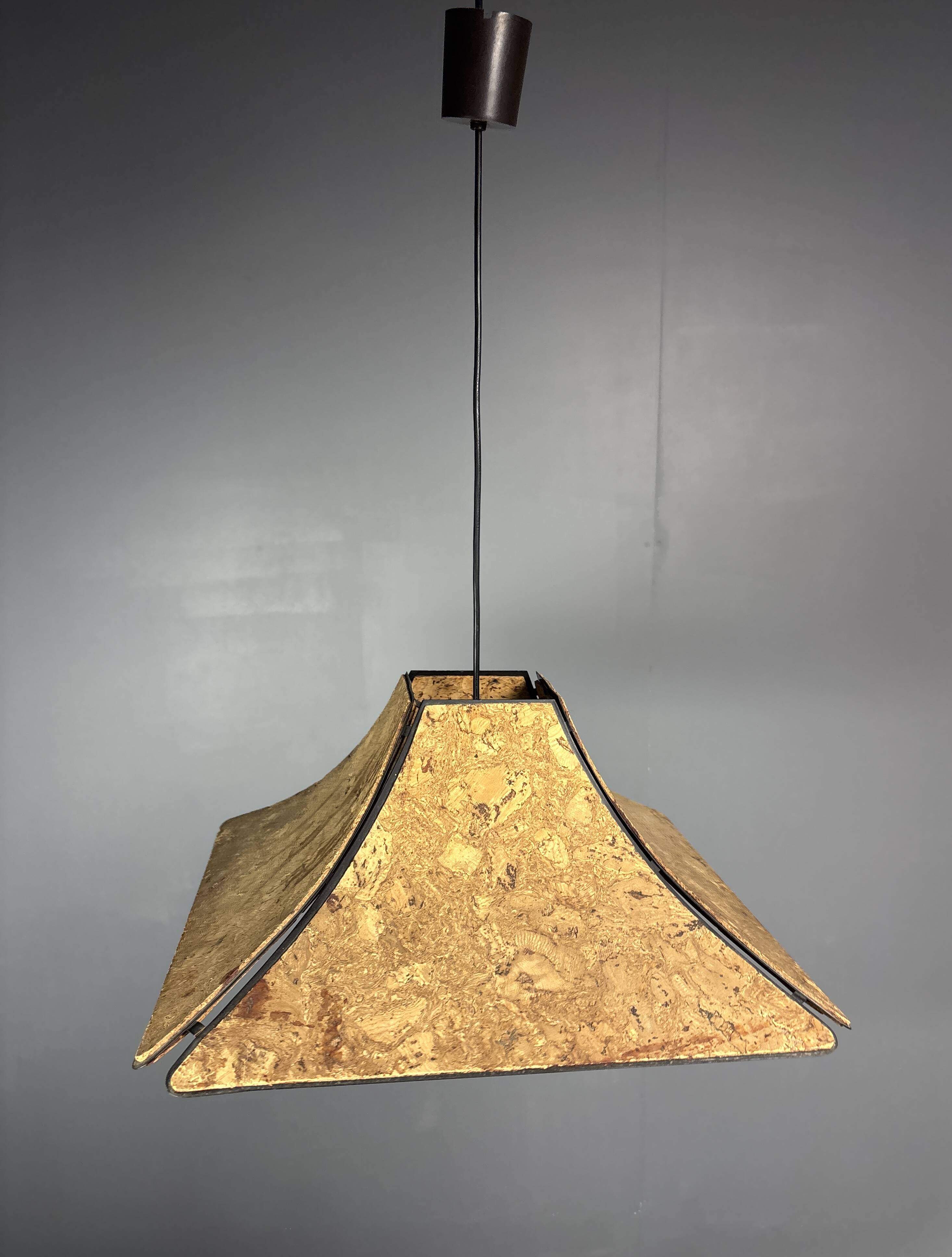 Midcentury cork pendant hanging lamp, Germany 1970s, Ingo Maurer style