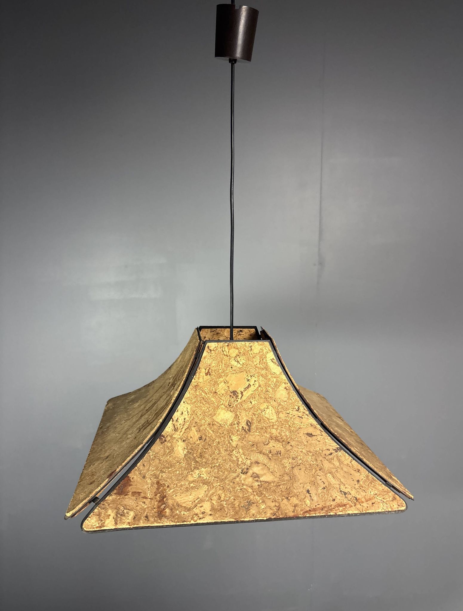 Midcentury cork pendant hanging lamp, Germany 1970s, Ingo Maurer style