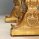 Antique coffee table in gilded wood with a glass top, Italy, 20th century.