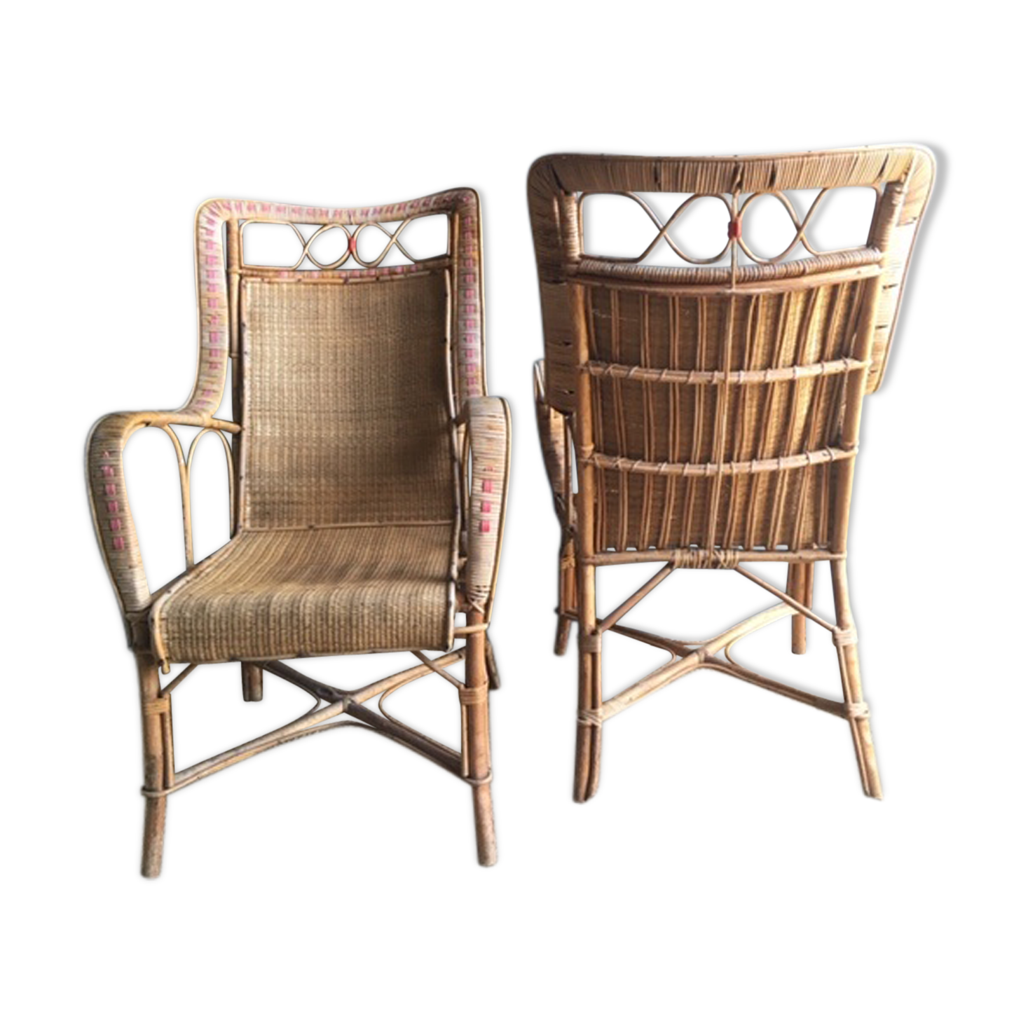 Pair of vintage rattan armchairs