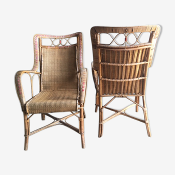 Pair of vintage rattan armchairs