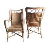 Pair of vintage rattan armchairs