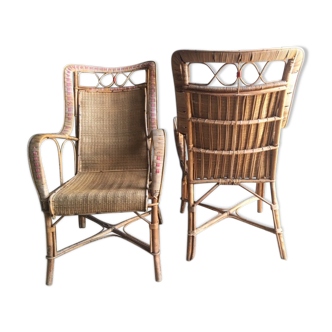 Pair of vintage rattan armchairs